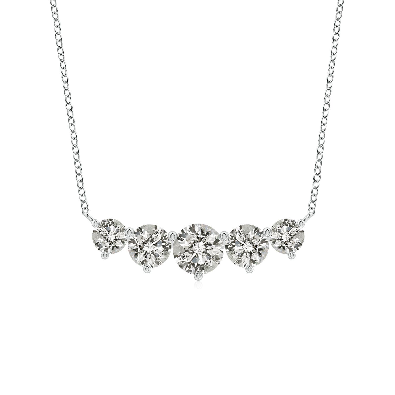 Angara 1.0 Carat Graduated Five Stone Round Diamond Necklace in 18K White Gold