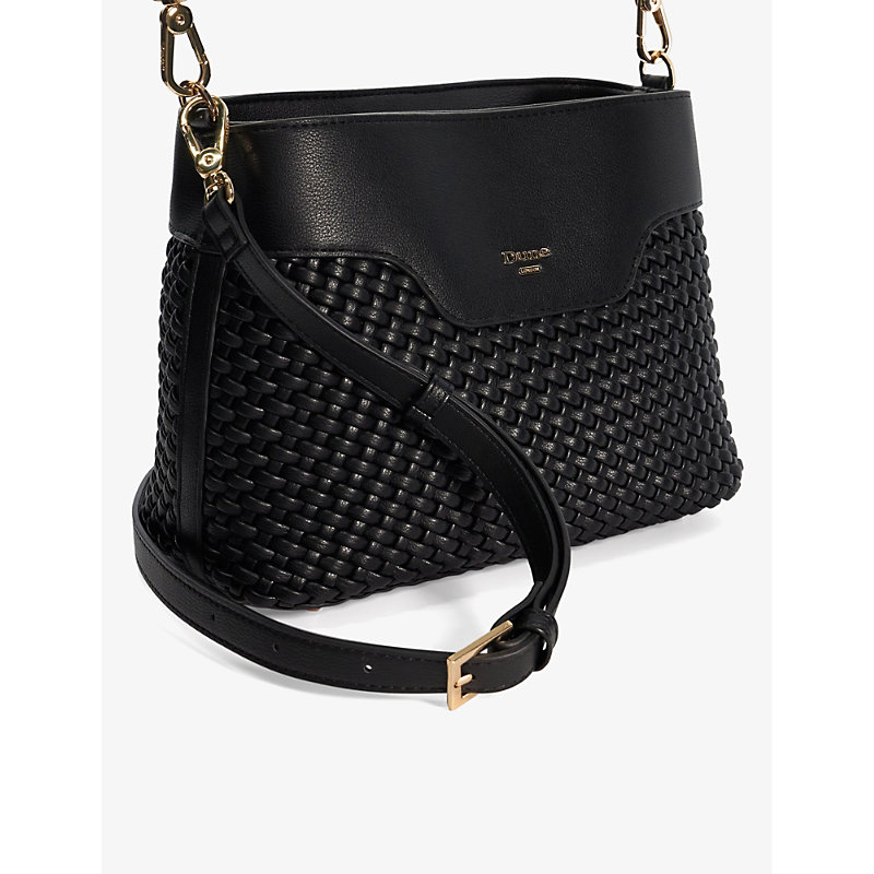Womens Black-synthetic Dinidelphi Medium Woven Faux-leather Shoulder bag 