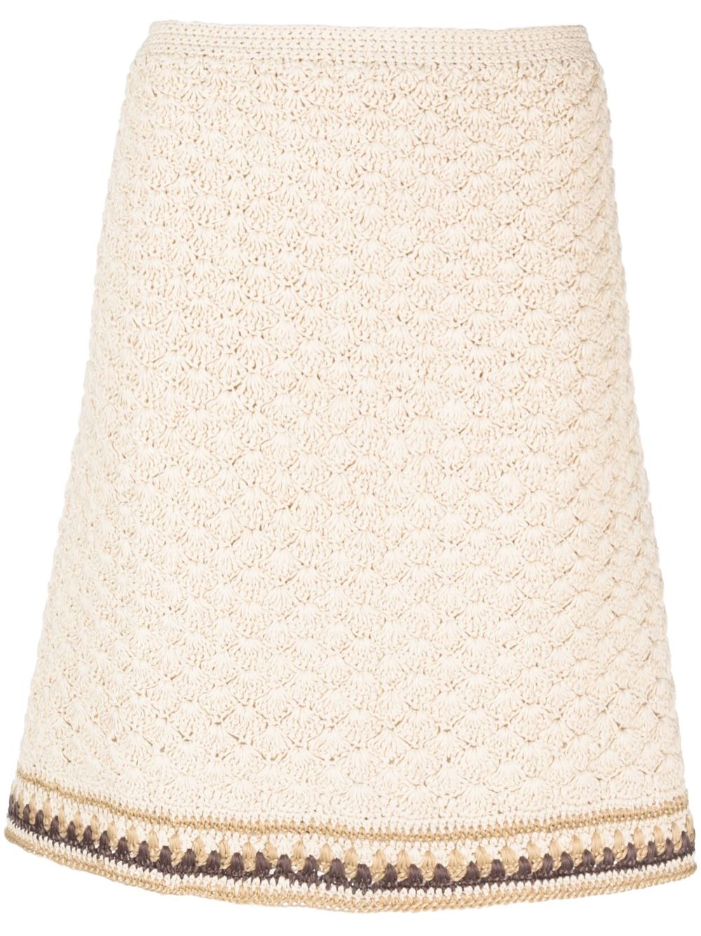 High-waisted knitted skirt - Neutrals