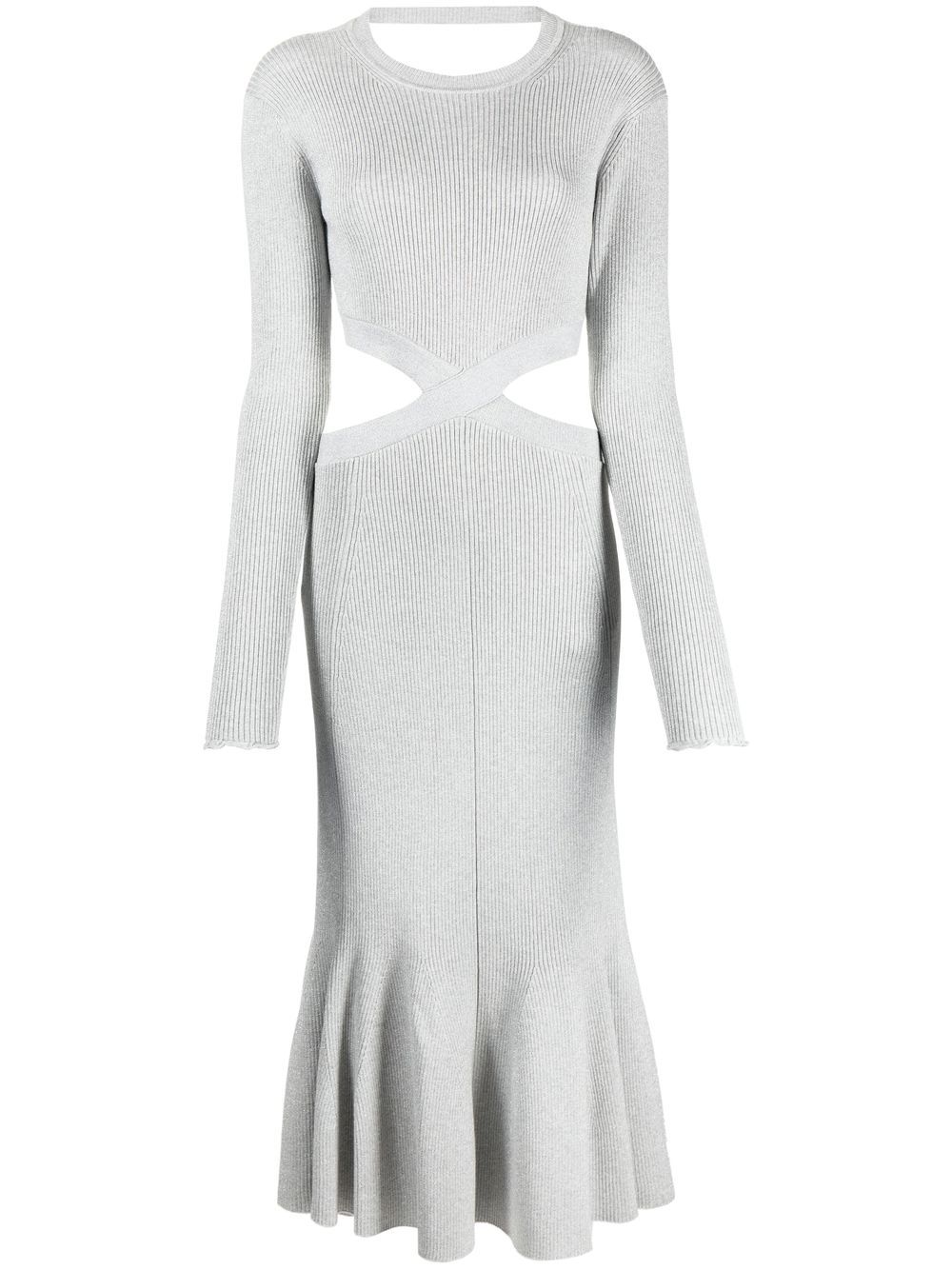 Ribbed-knit cross-over dress - Grey