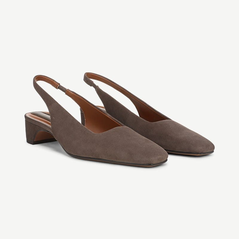 Lyanna Slingback Shoes Charcoal Grey Suede