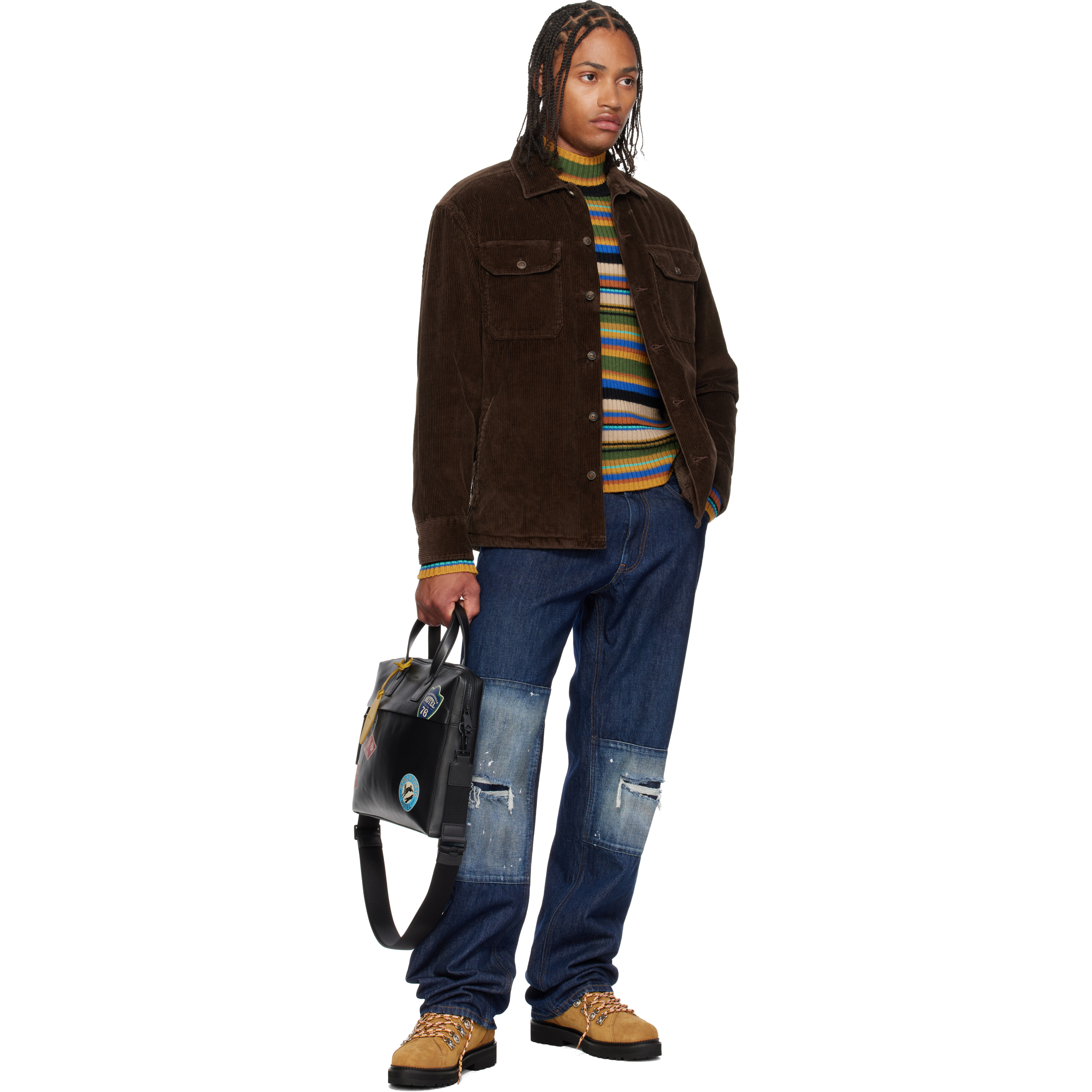 Brown Fleece-Lined Corduroy Over Shirt
