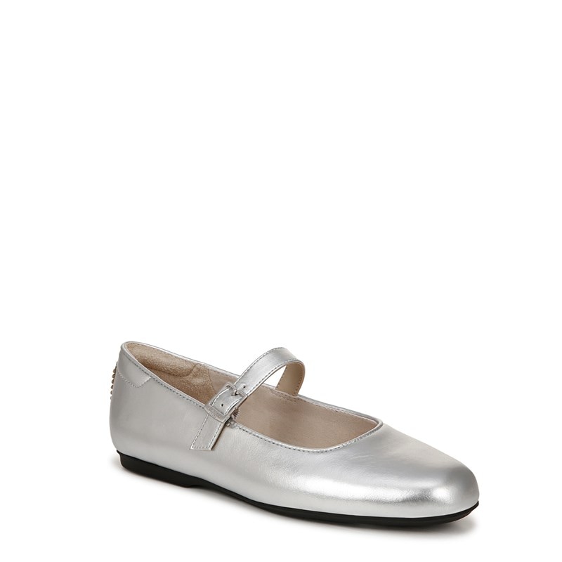 Women's Wexley Mary Jane Ballet Flat Shoes (Silver Faux Leather)