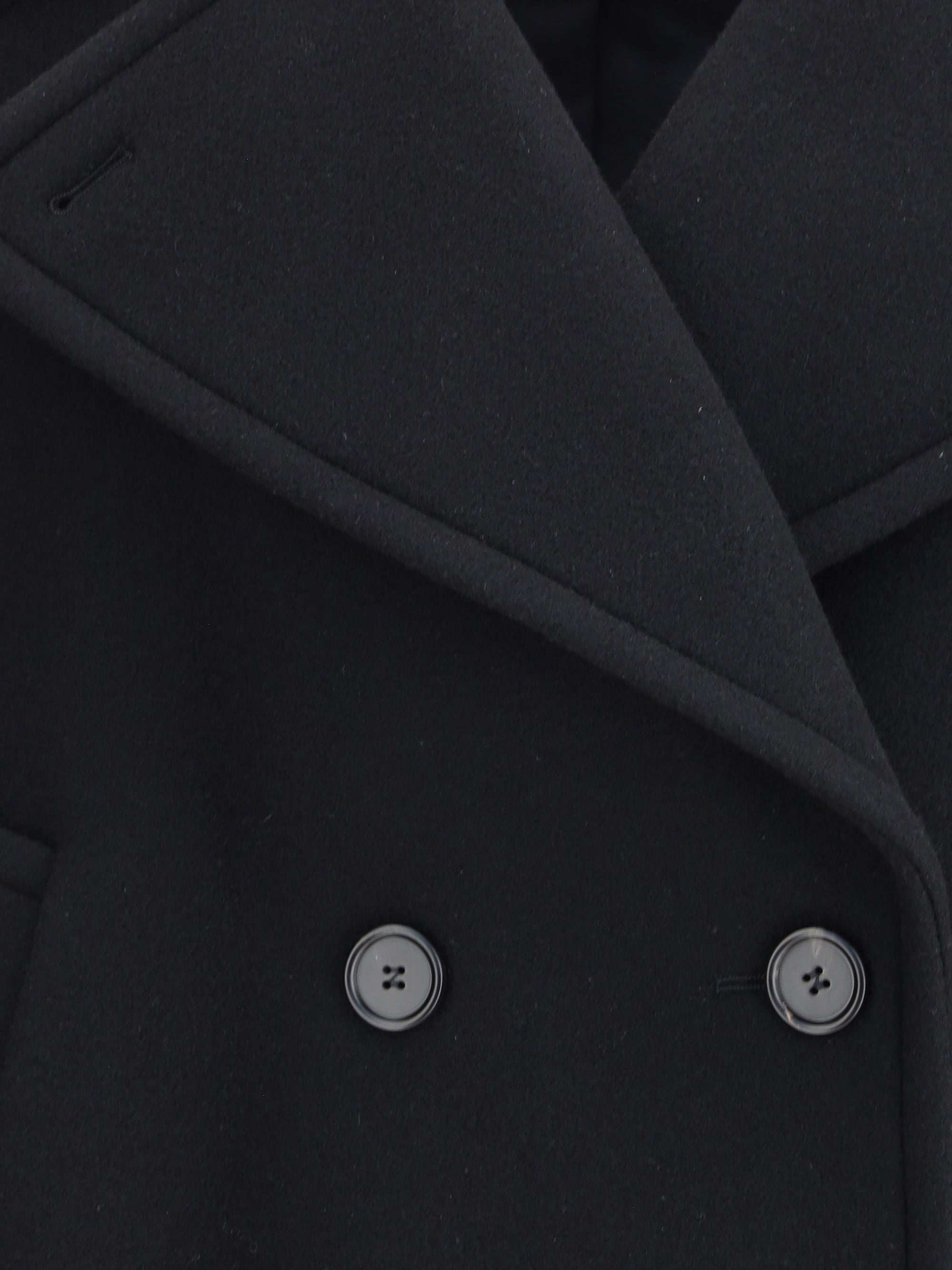 Double-Breasted Wool Coat — Black