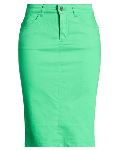 Woman Midi skirt Green Size 4 Cotton, Polyester, Elastane