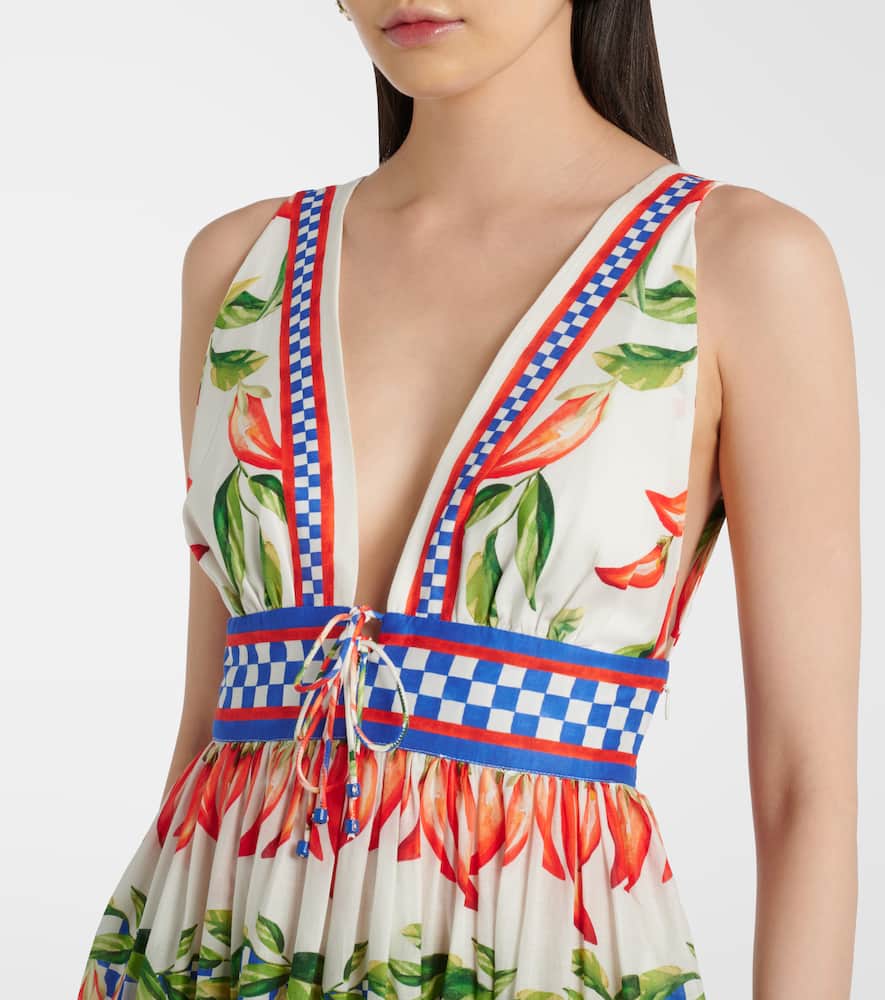 Printed cotton midi dress