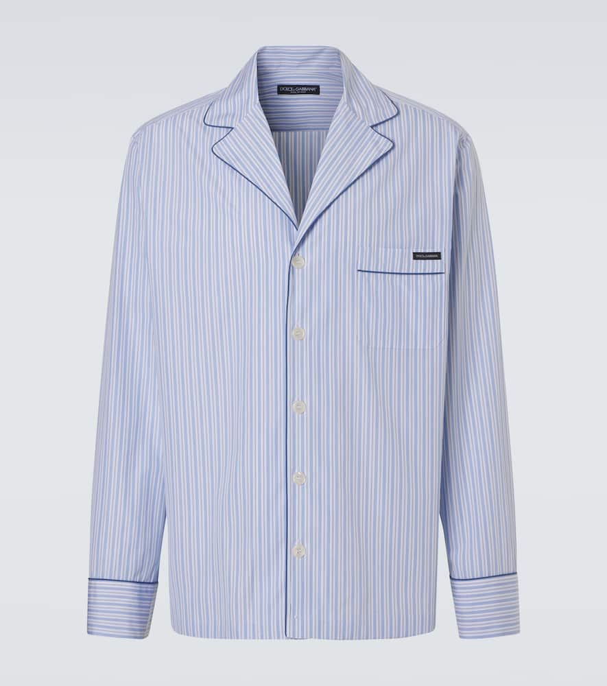 Striped cotton and silk poplin pajama shirt