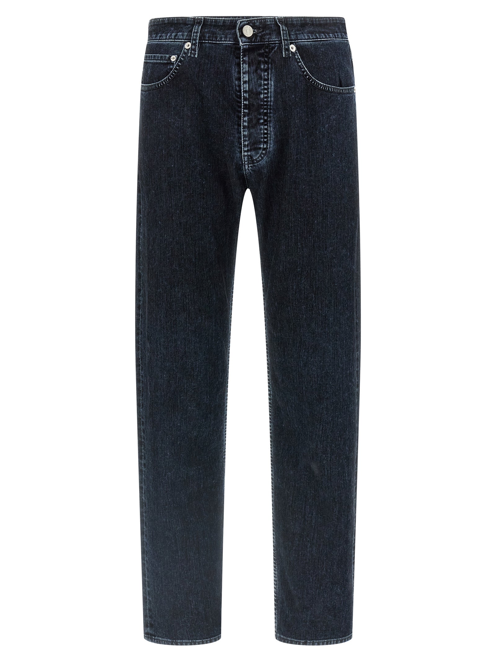 Cotton Straight-Leg Jeans — Black