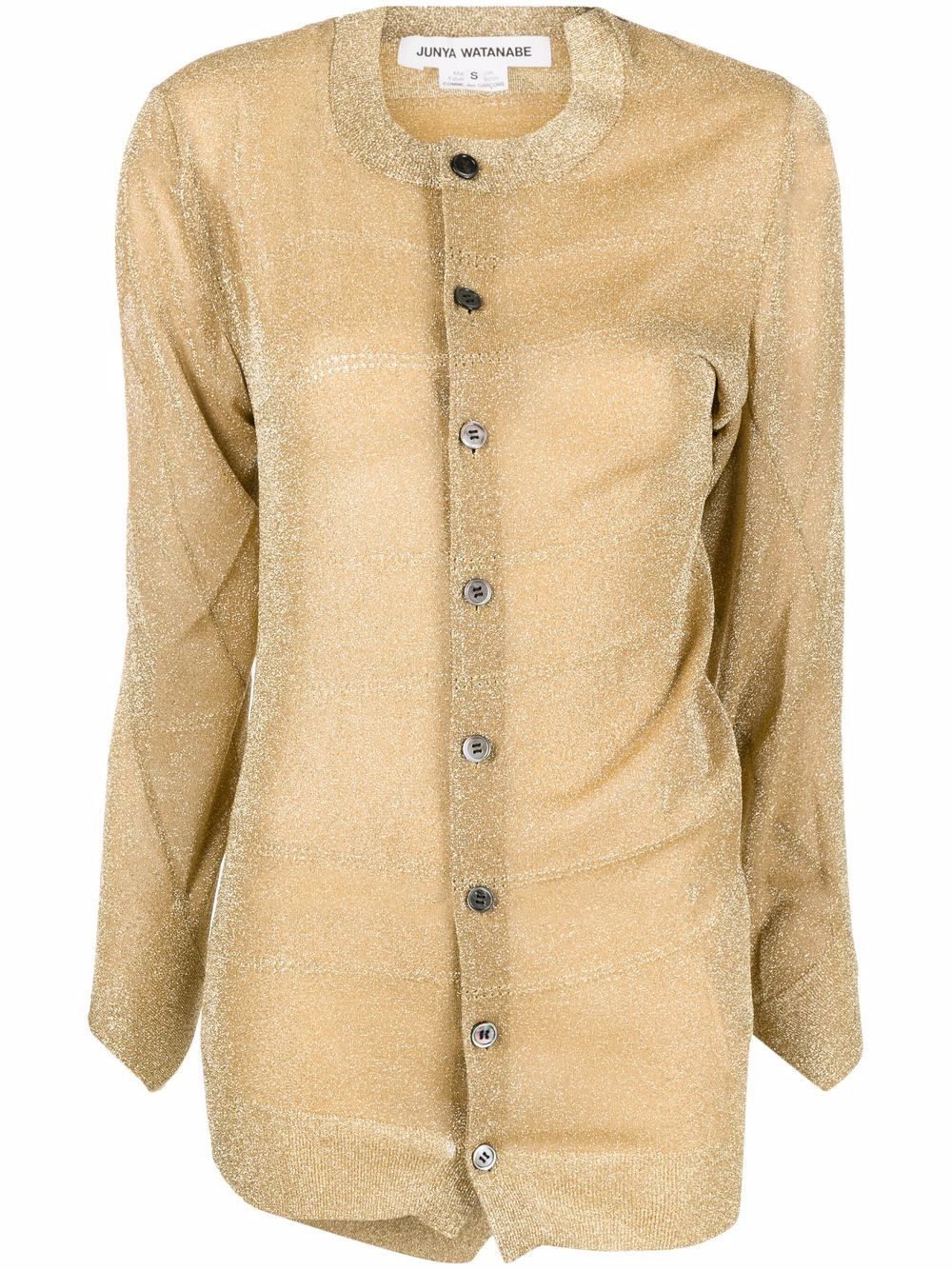 Metallic-effect button-up cardigan - Yellow