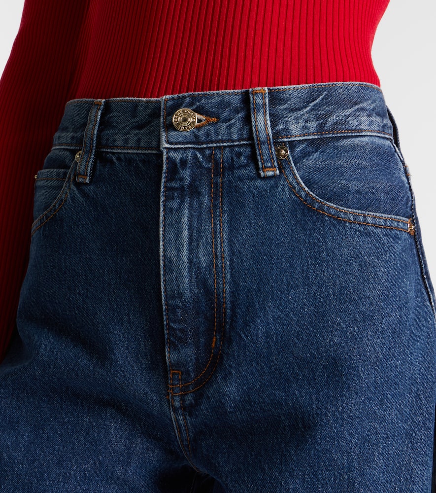 Neat high-rise straight jeans