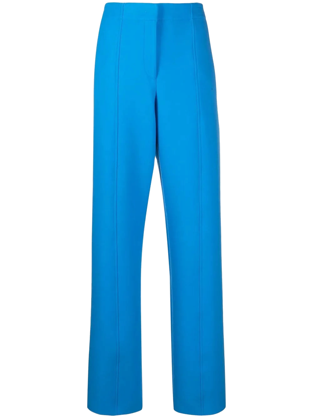High-Waisted Straight-Leg Trousers — Blue