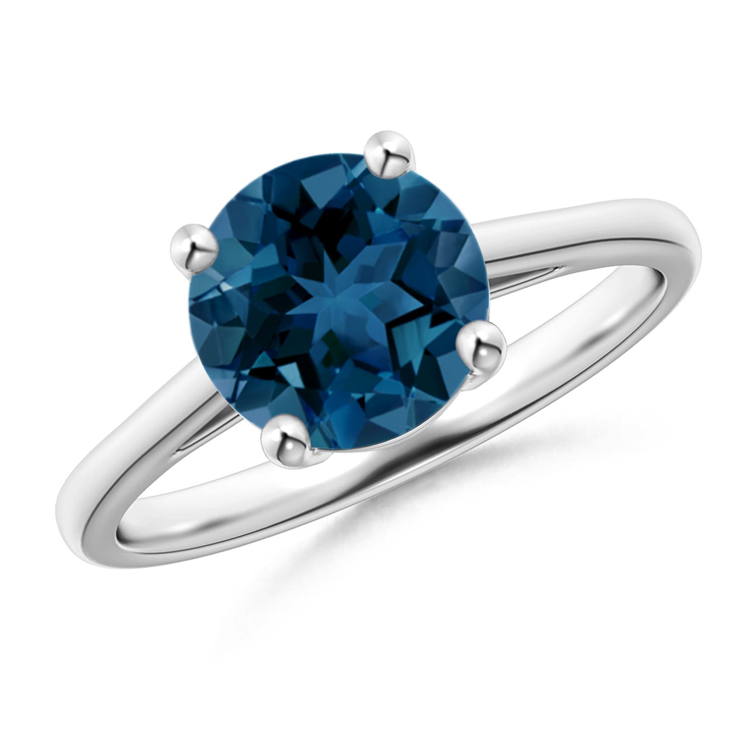 Angara 2.35 Carats Classic Prong-Set Round London Blue Topaz Solitaire Ring in Platinum