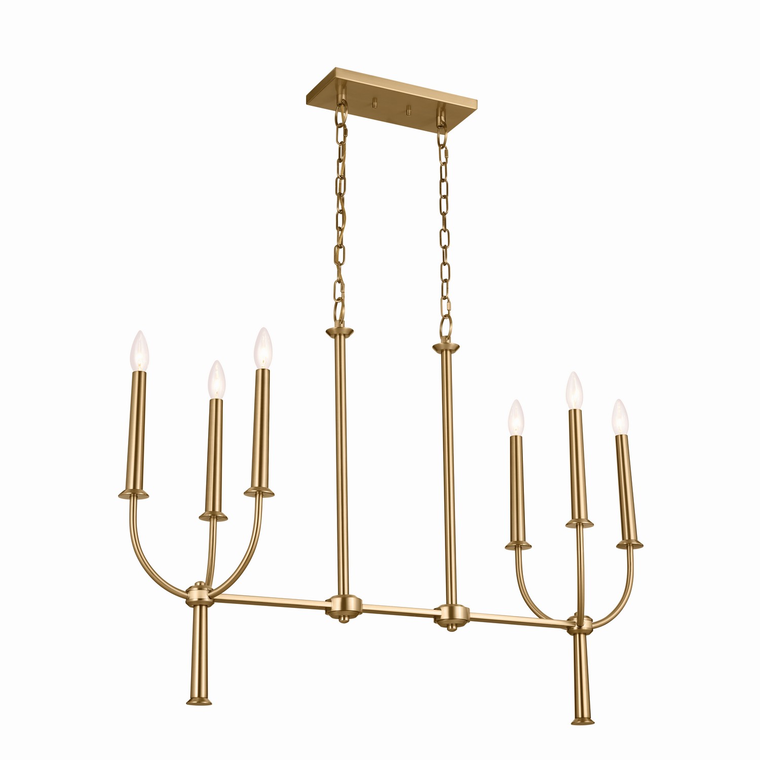 Brushed Natural Brass Linear Chandelier from the Florence Collection