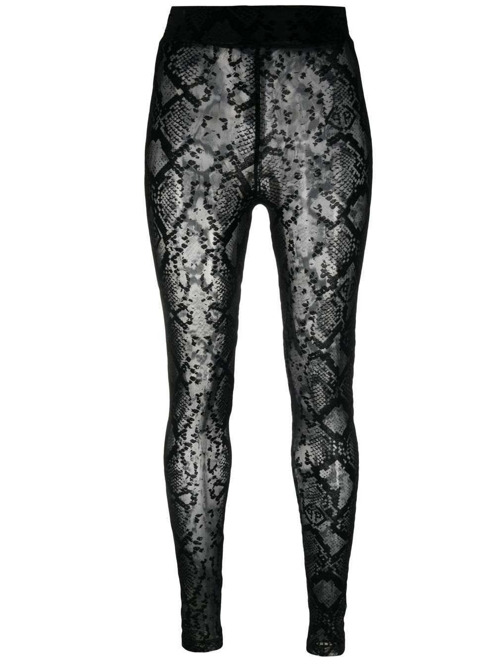 Logo-embroidered high-waisted leggings - Black