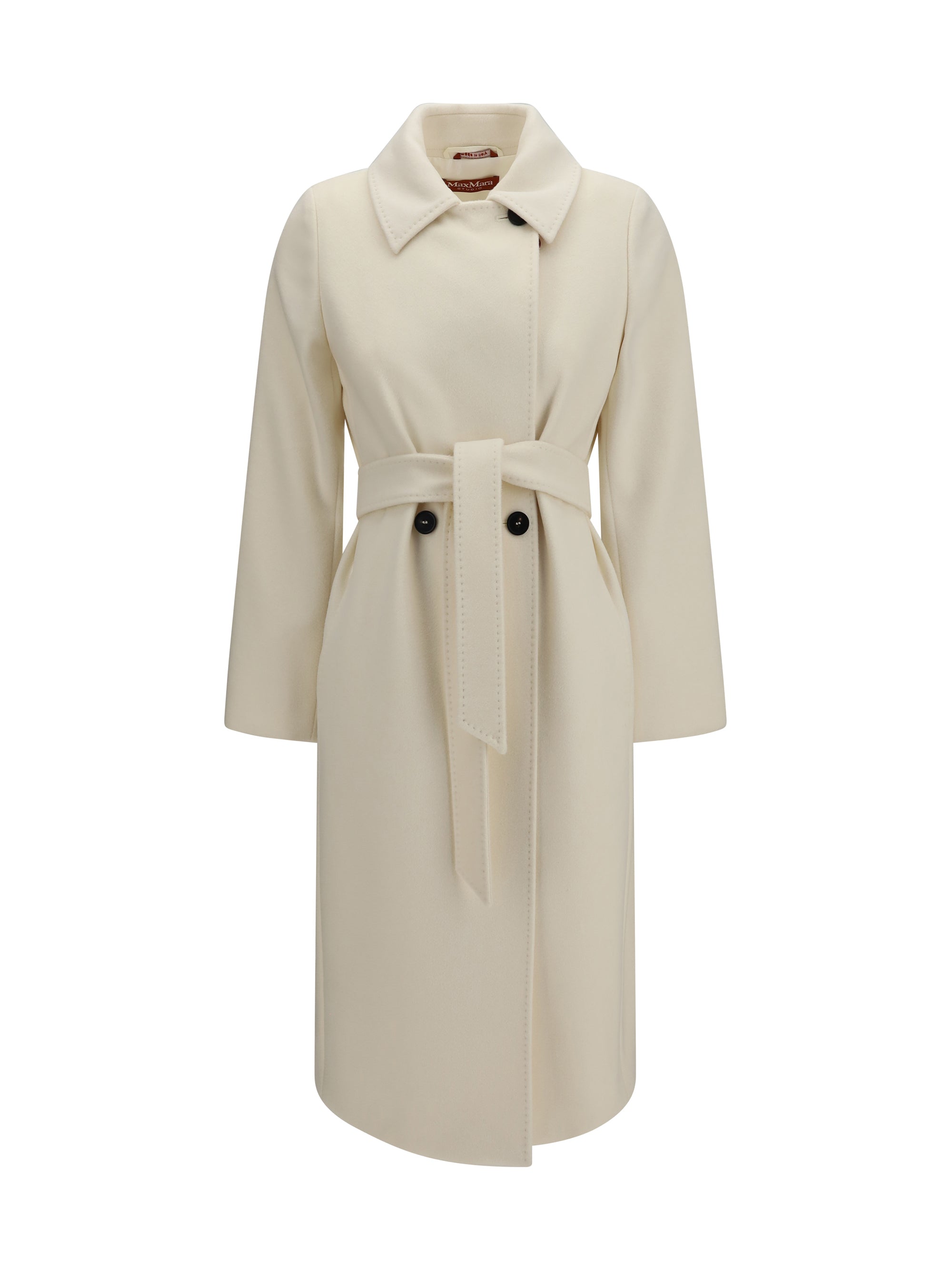 Double Breasted Wool Coat — White