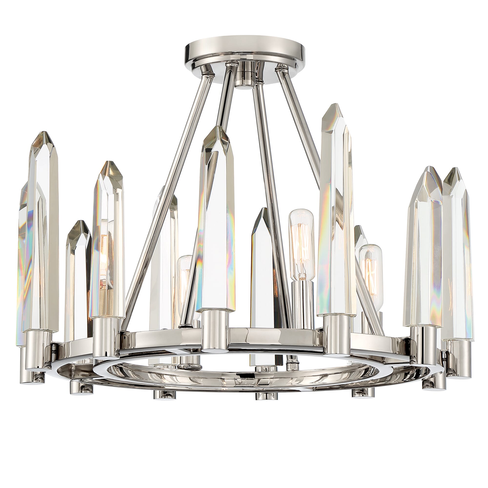 Crystorama Watson 4-Light Ceiling Light in Polished Nickel with Clear Glass Crysta