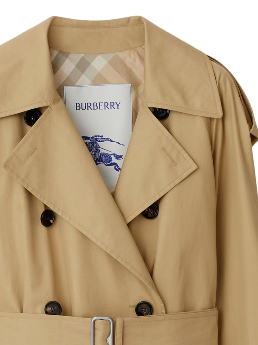 Beige Double-breasted Button Trench Coat