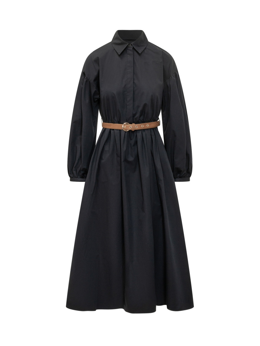 Black Shirt Collar Maxi Dress