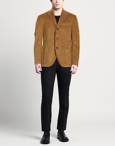 Man Blazer Brown Size 44 Cotton, Elastane