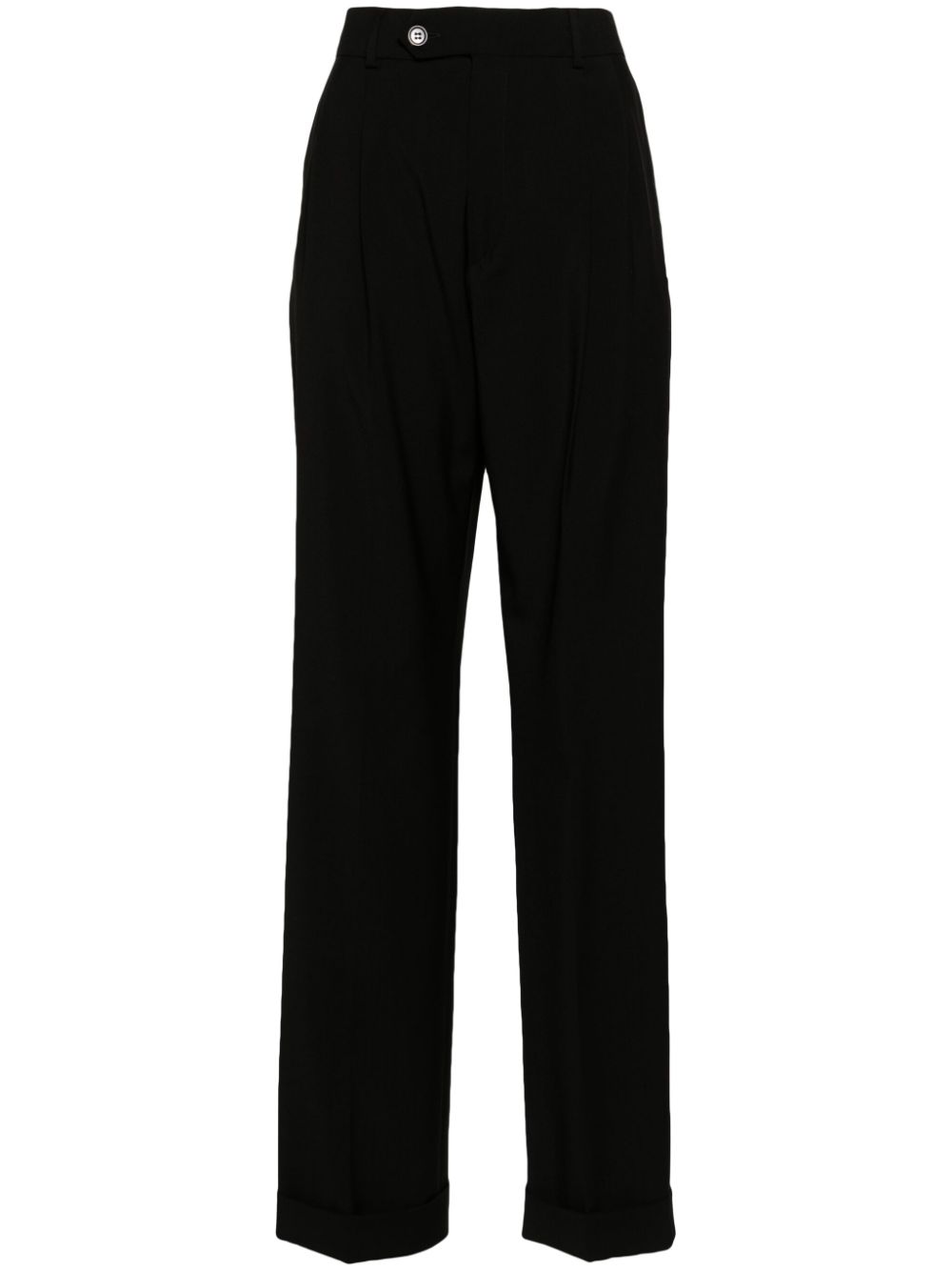 Mid-rise pleated tailored trousers - Black