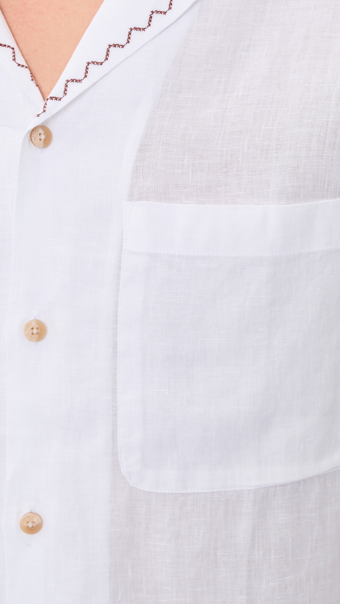 Alves Linen Sol E Mar Embroidery Shirt White