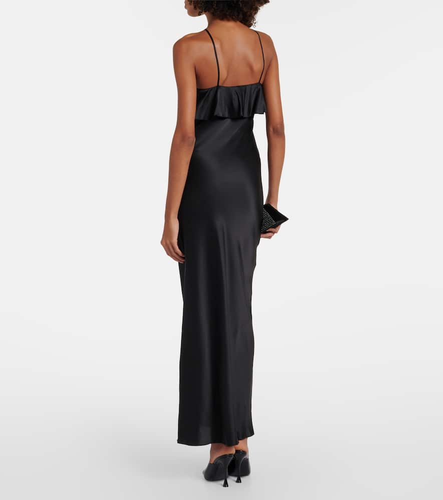 Bow-detail halterneck silk satin gown