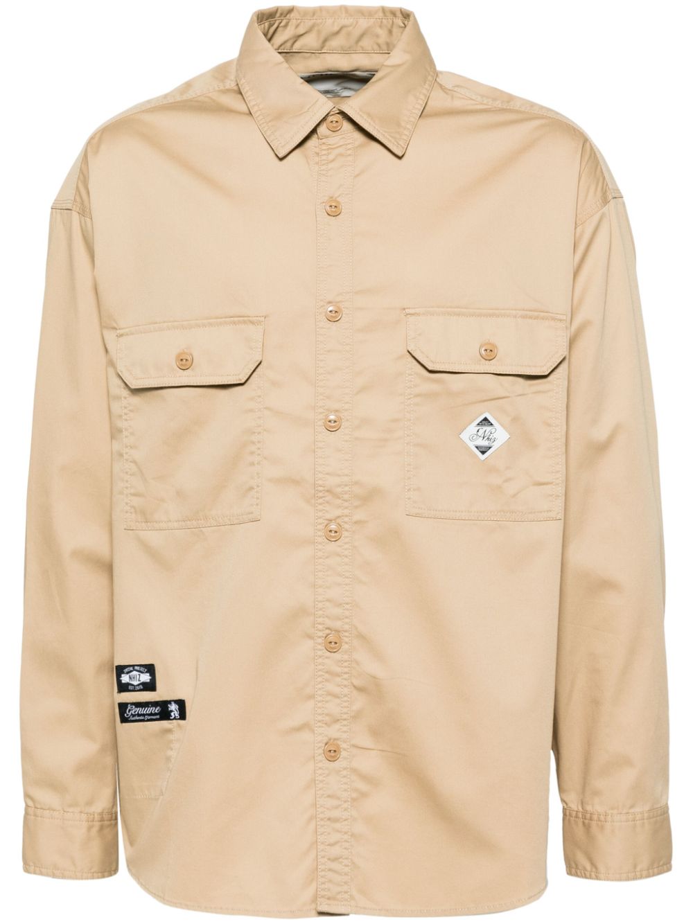 Logo patched shirt - Neutrals