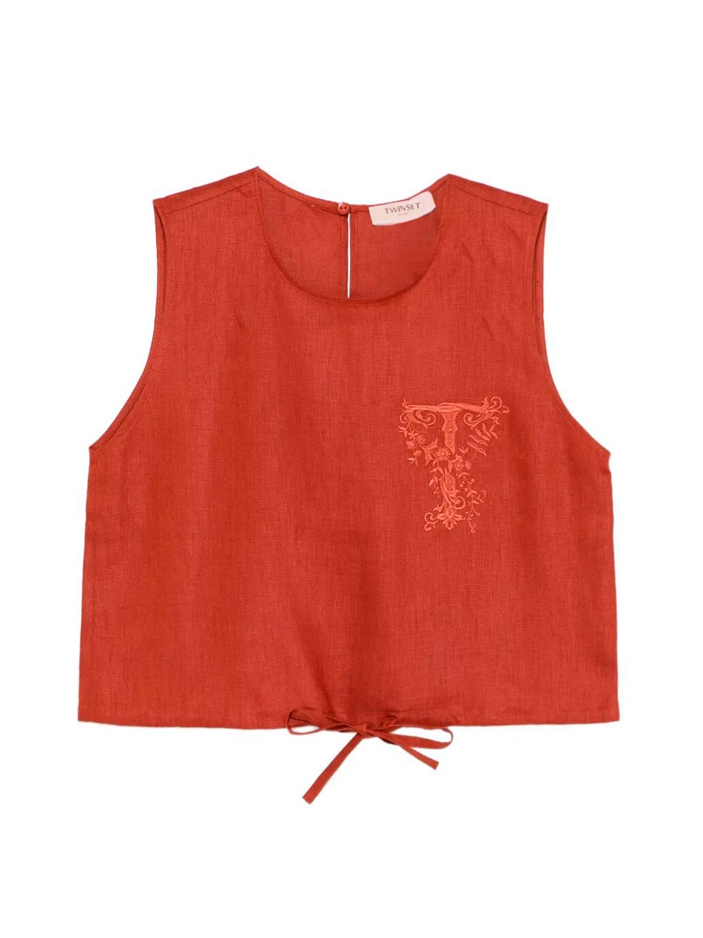 Top With Drawstring And `T` Embroidery