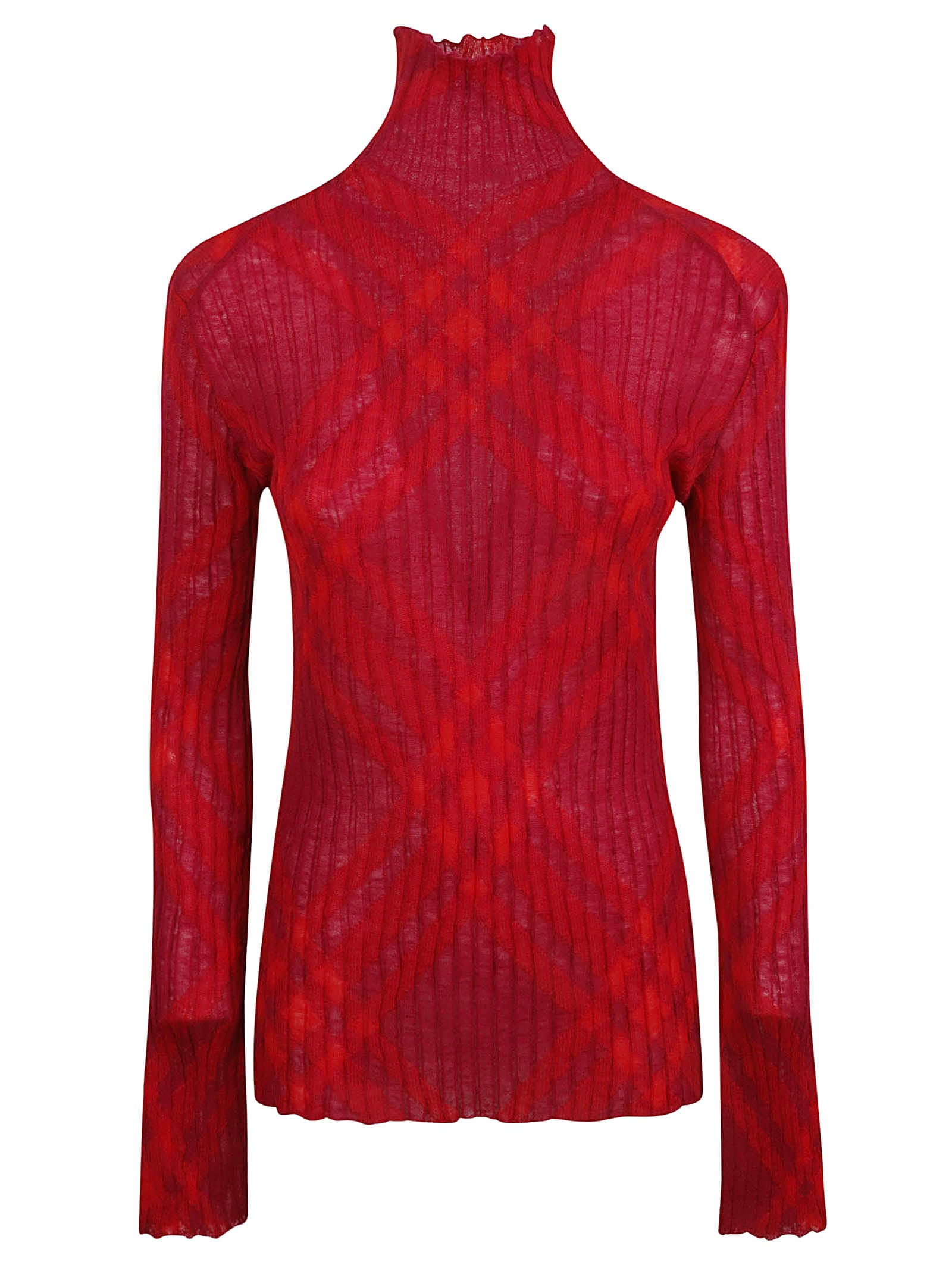 Plaid-check rib-knit jumper - Pink
