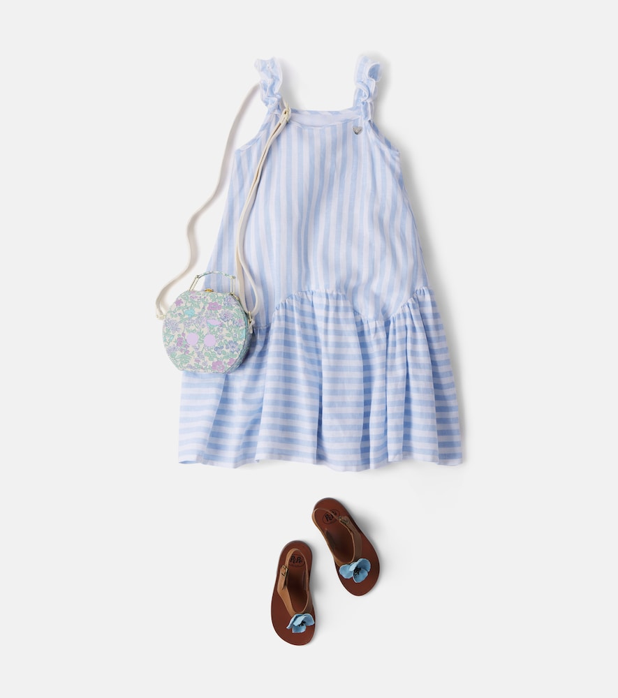 Striped linen-blend dress