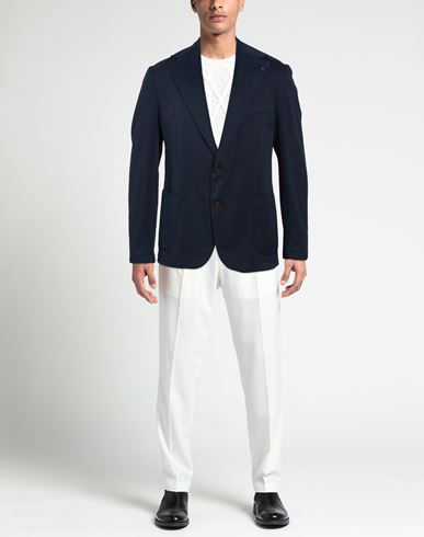 Man Blazer Navy Size 36 Cotton, Elastane