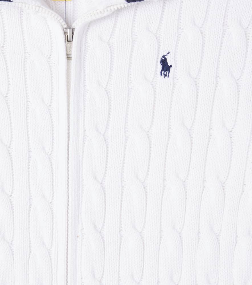 Cable-knit cotton zip-up sweater