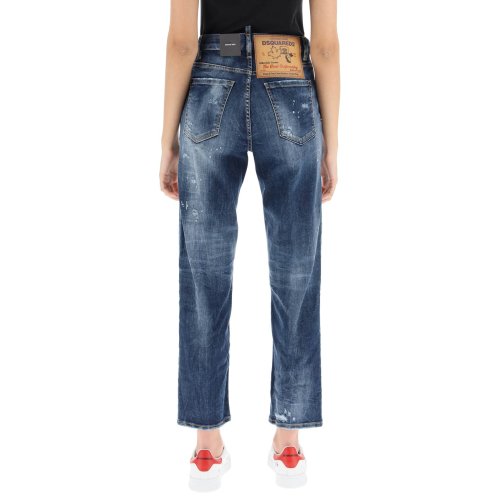 Distressed high-waisted jeans - Blue