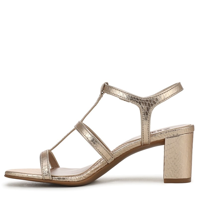 Bristol-Cage Strappy Dress Sandals, Champagne Snake Faux Leather