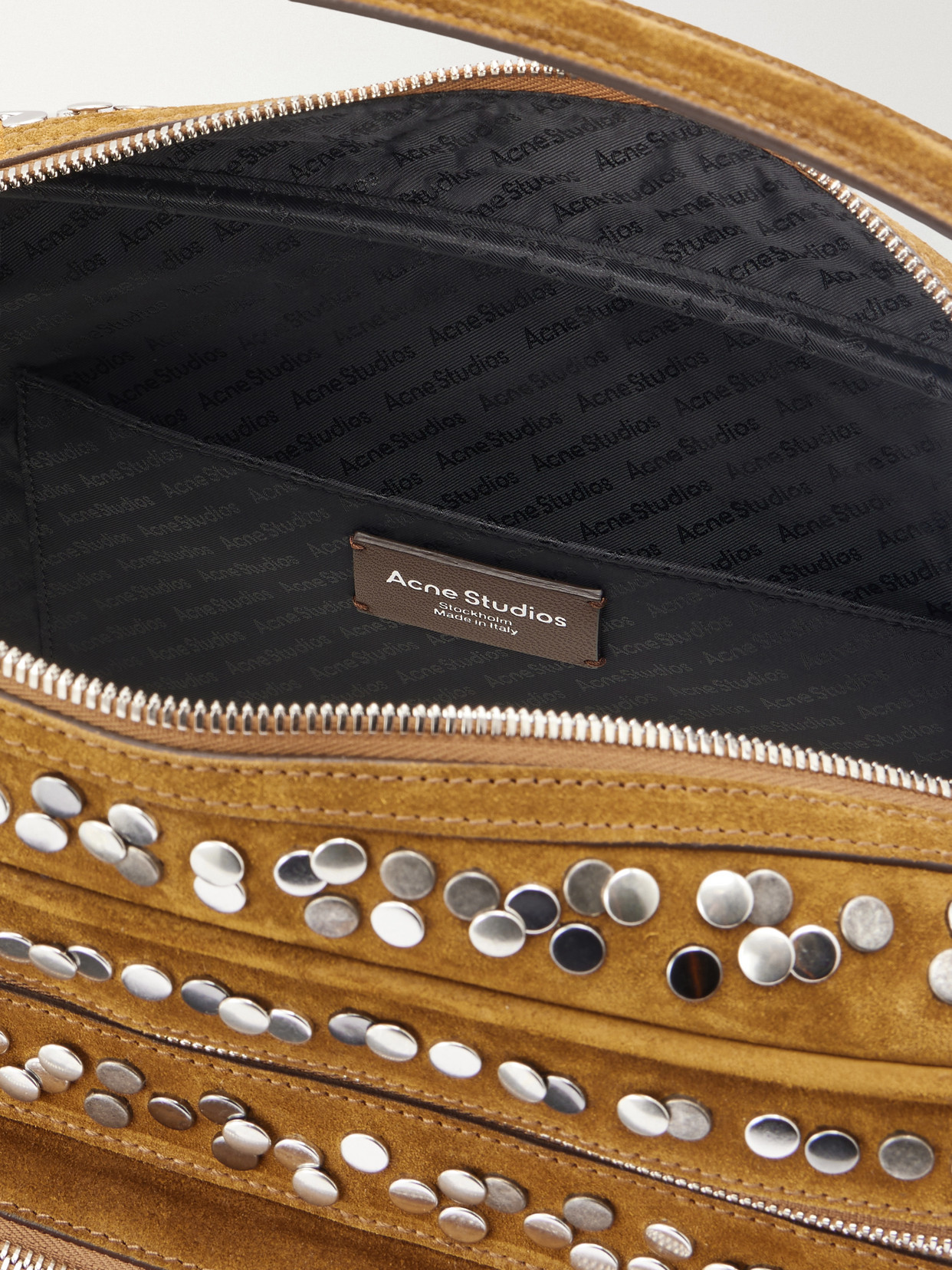 Camero Camera Embellished Suede Shoulder Bag - Brown