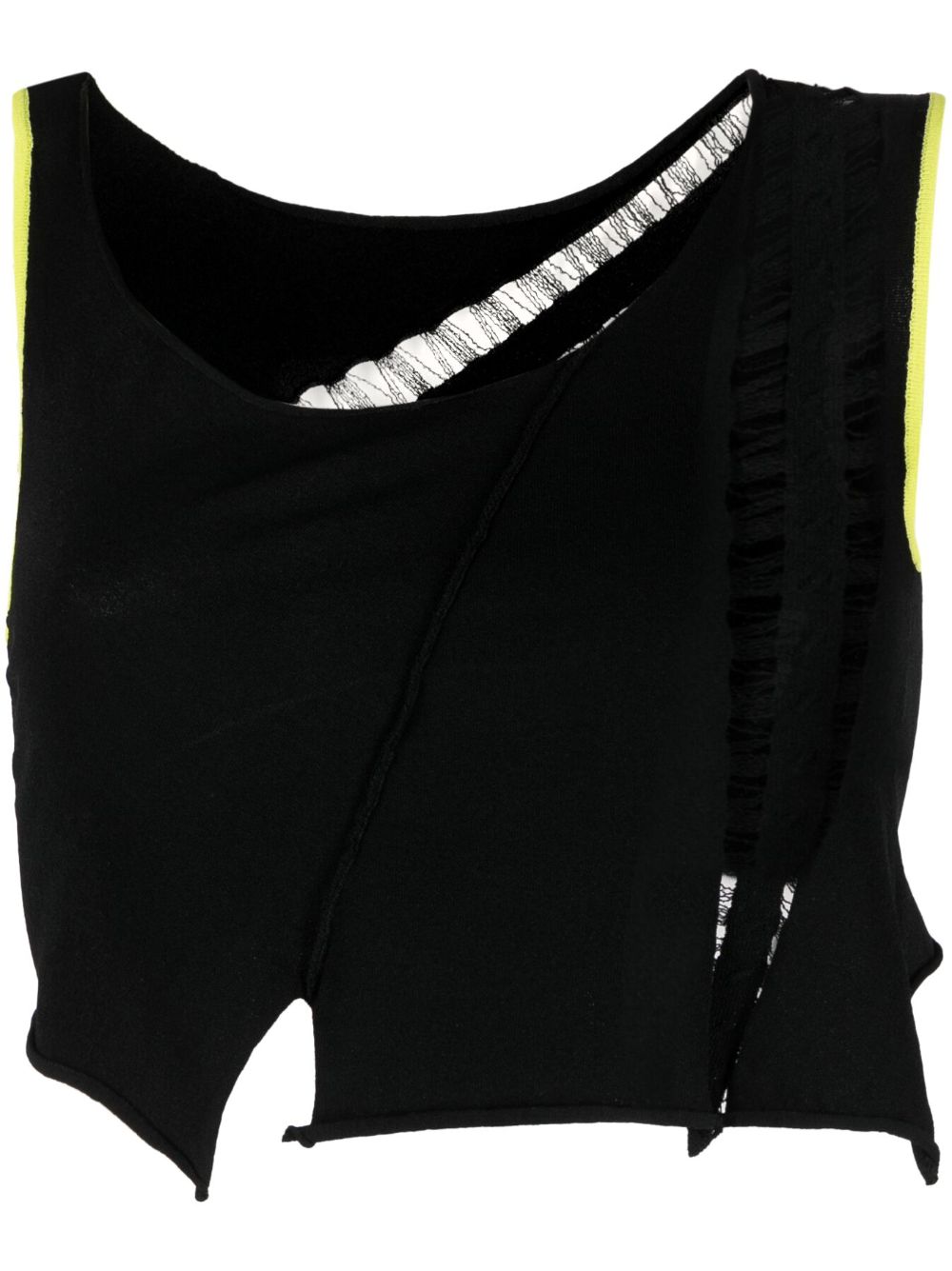 Float asymmetric cropped top - Black