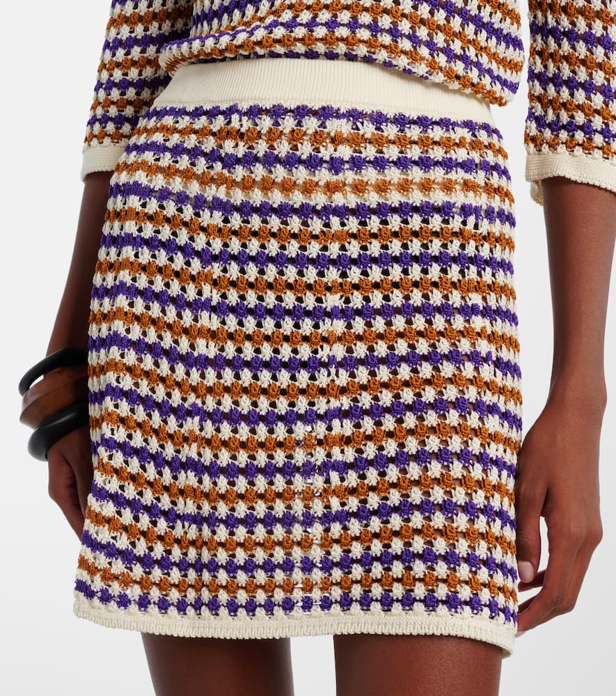 Design open-knit cotton-blend miniskirt
