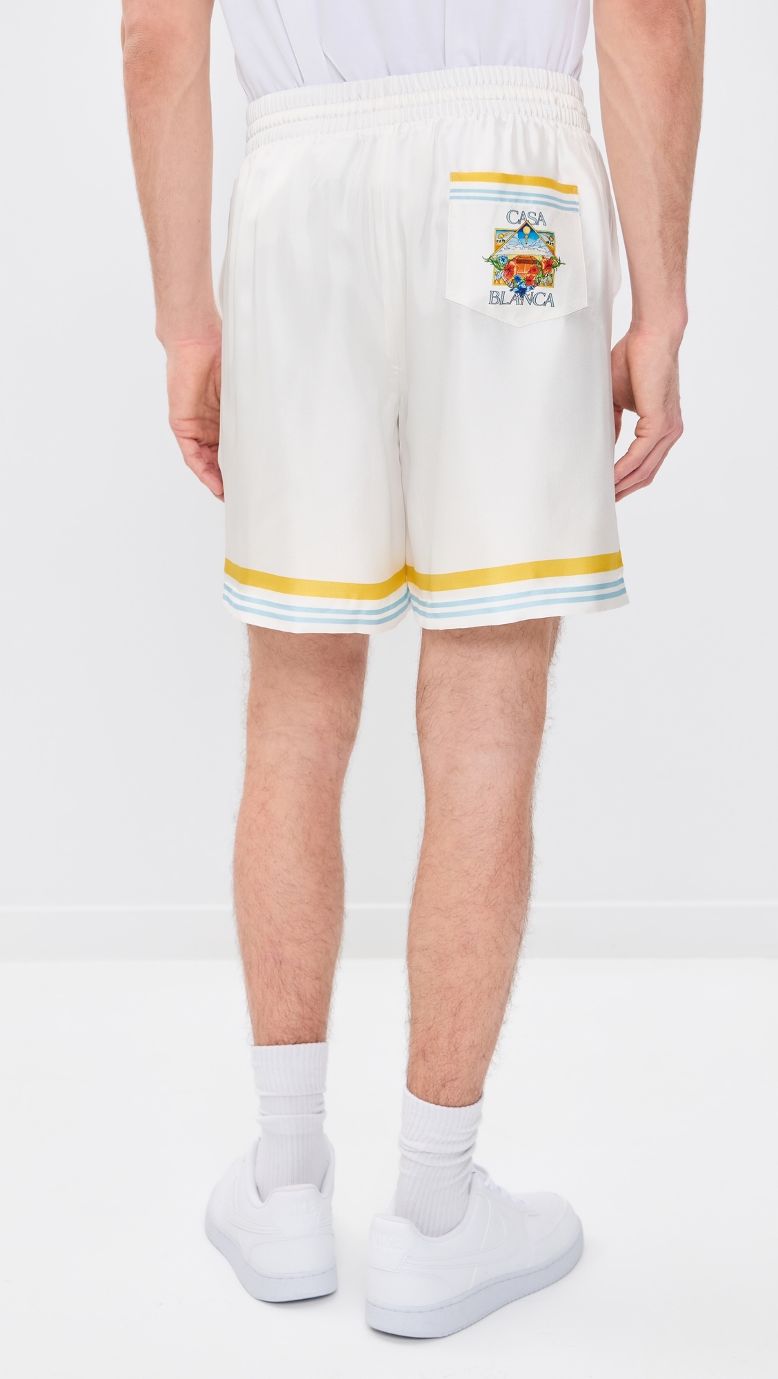 Tennis Landscape Silk Shorts White