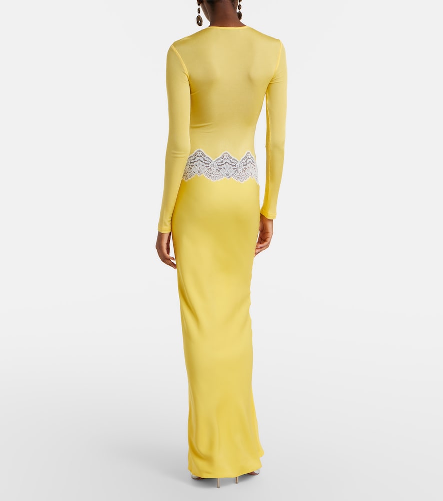 Verner cutout lace-trimmed jersey maxi dress