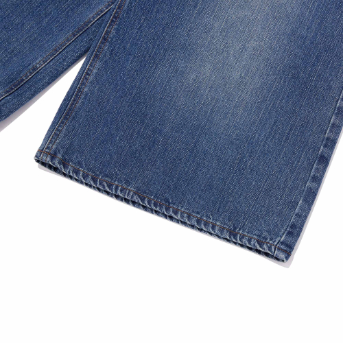 Pocket Ribbon Detail Wide Fit Denim Shorts