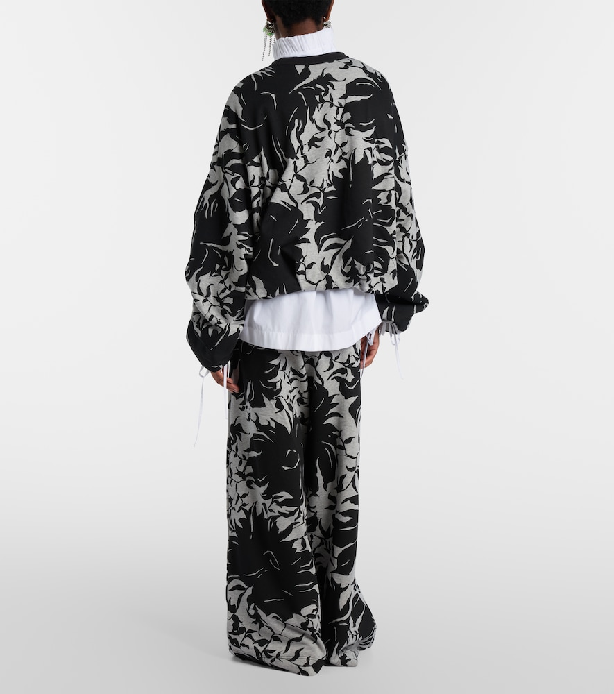 Floral pleated cotton jersey sweatpants