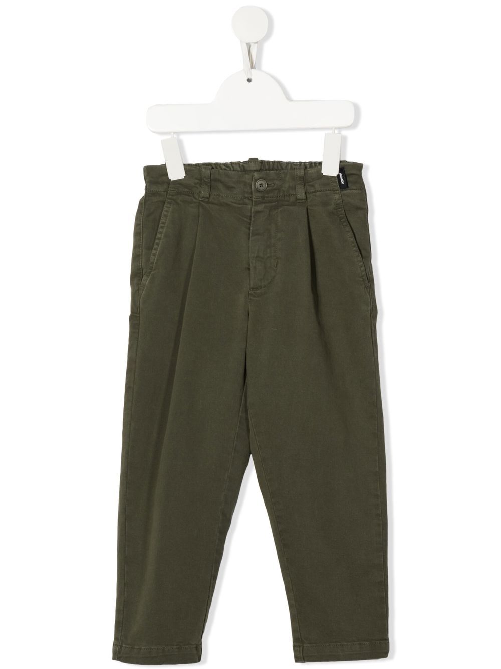 Elasticated straight-leg trousers - Green