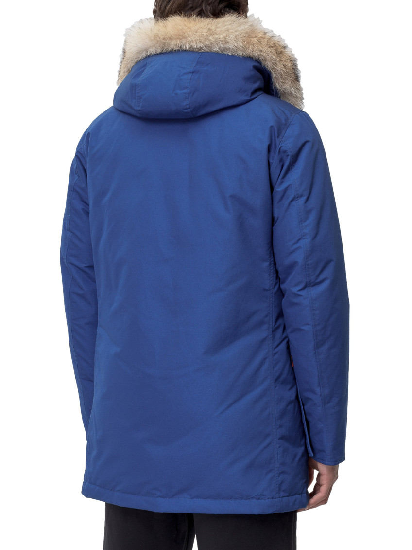 Blue Solid Hood Jacket