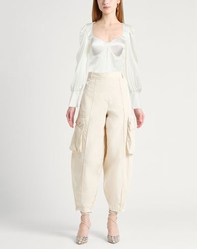 Woman Top Cream Size XL Silk, Elastane
