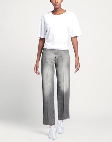 Woman Jeans Grey Size L Cotton, Elastane