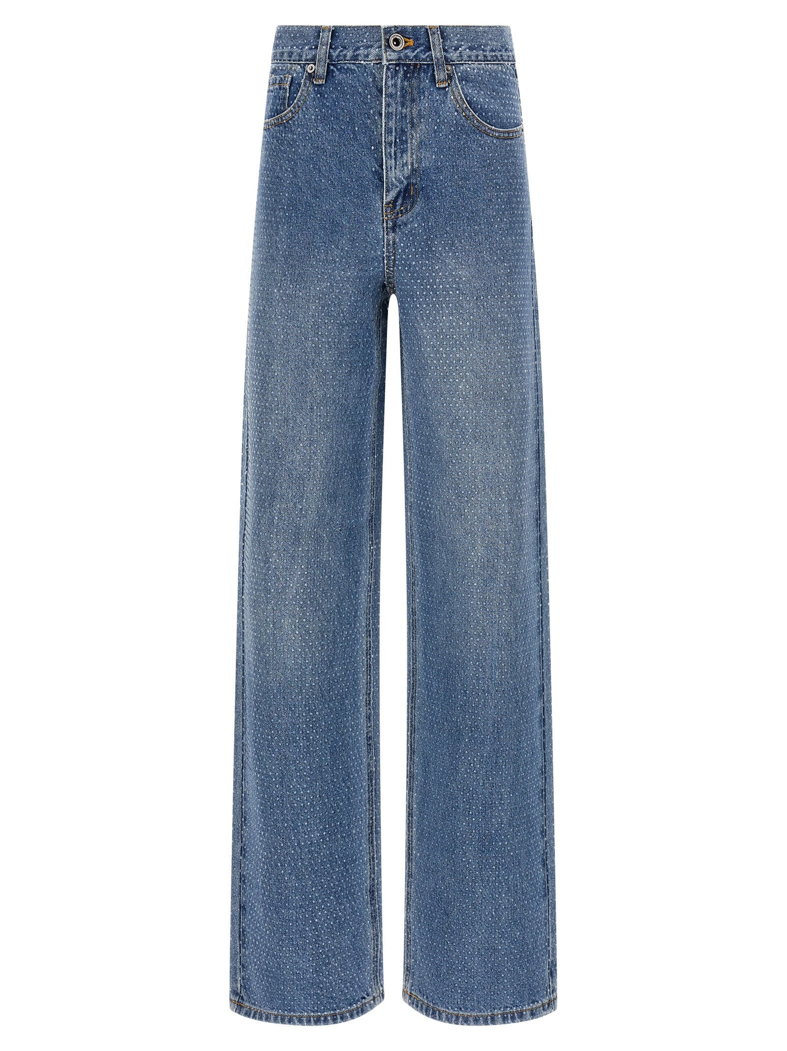 Rhinestone Denim Straight Leg Jeans