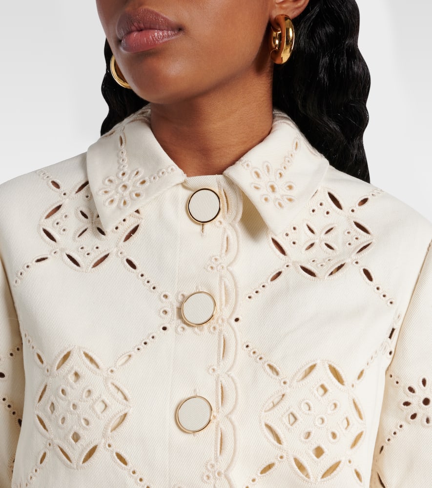 Adelaide laser-cut cropped cotton jacket