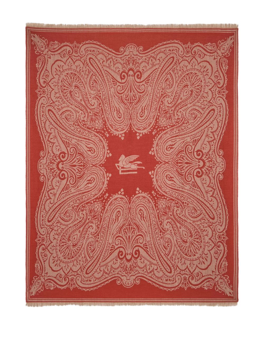 ETRO HOME logo-jacquard wool throw blanket (180cm x 140cm) - Red