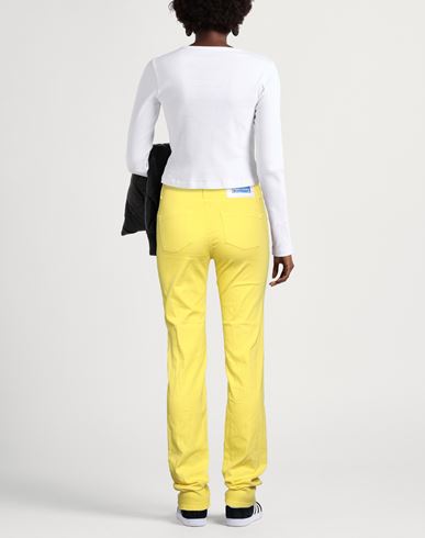 Woman Jeans Yellow Size 4 Cotton, Polyester