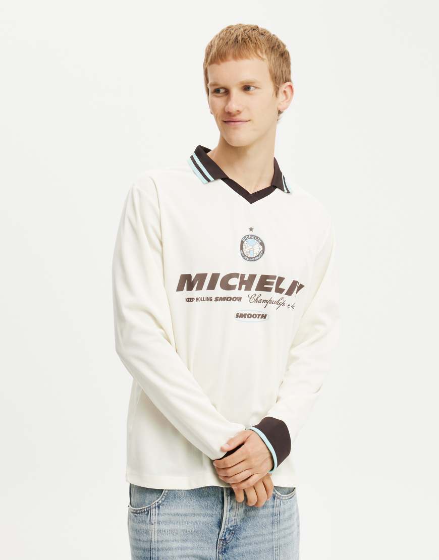 Michelin long sleeve soccer jersey in white-Multi